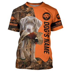 Pheasant Hunting with Dog Silver Labs Customize Name Shirts for Bird Hunter FSD4073