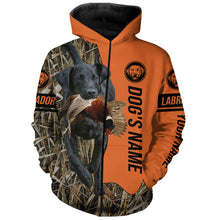 Load image into Gallery viewer, Black Labrador Retriever Hunting Dog Customized Name Zip Up Hoodie Shirt FSD4074