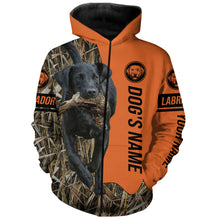 Load image into Gallery viewer, Black Labrador Retriever Hunting Dog Customized Name Zip Up Hoodie Shirt FSD4074