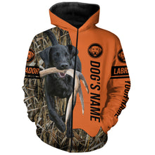 Load image into Gallery viewer, Black Labrador Retriever Hunting Dog Customized Name Zip Up Hoodie Shirt FSD4074