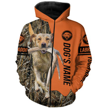 Load image into Gallery viewer, Yellow Labrador Retriever Hunting Dog Customized Name Zip Up Hoodie Shirt FSD4075