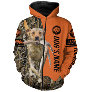 Yellow Labrador Retriever Hunting Dog Customized Name Zip Up Hoodie Shirt FSD4075