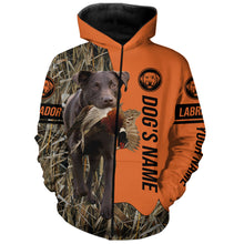 Load image into Gallery viewer, Chocolate Labrador Retriever Hunting Dog Customized Name Zip Up Hoodie Shirt FSD4076