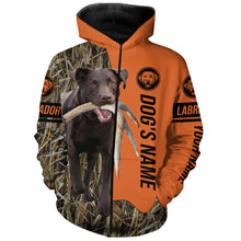 Load image into Gallery viewer, Chocolate Labrador Retriever Hunting Dog Customized Name Zip Up Hoodie Shirt FSD4076