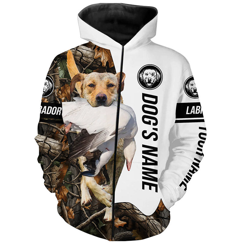 Snow Goose Hunting Dog Yellow Labs customize name Camo Full Printing Shirts, Best Hunting Gifts FSD3447