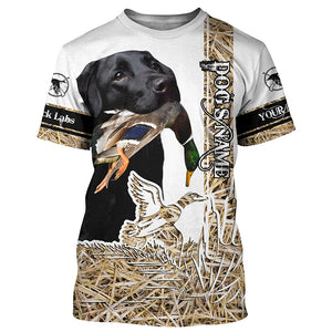 Black Labs Labrador Retriever Duck Hunting Dog Customize Name 3D All Over Printed Shirt FSD3450