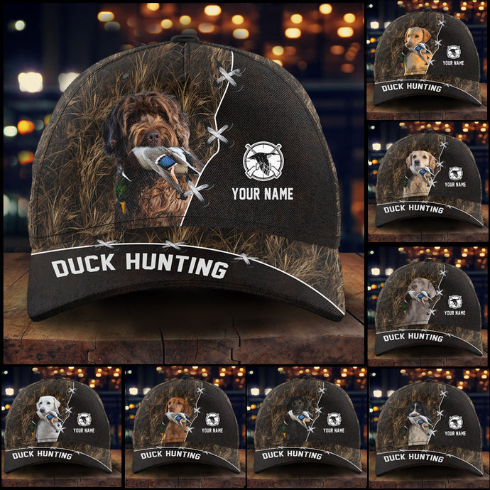Duck Hunting Hat Waterfowl Camo with many Duck Hunting Dogs to choose from, Personalized Duck Hunting Hat FSD4210
