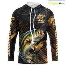 Load image into Gallery viewer, Bass Hooded Fishing Shirts Long Sleeve Sport Style Personalized Name, Fishing Shirt Jersey NHT512