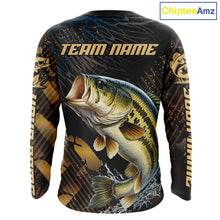Load image into Gallery viewer, Bass Fishing Shirts Long Sleeve Sport Style Personalized Name, Fishing Shirt Jersey NHT512