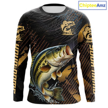 Load image into Gallery viewer, Bass Fishing Shirts Long Sleeve Sport Style Personalized Name, Fishing Shirt Jersey NHT512
