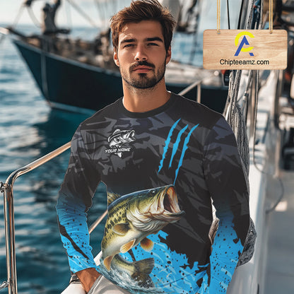 Largemouth Bass Fishing Jerseys For Men, Custom Bass Performance Fishing Apparel NHT513