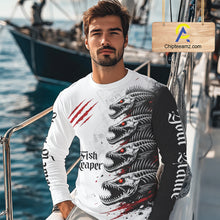 Load image into Gallery viewer, Personalized Fishing Fish Skeleton Fishing Shirts Jerseys, Fish Reaper Skull Fishing Shirts NHT516