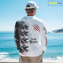 Load image into Gallery viewer, Personalized Fishing Fish Skeleton Fishing Shirts Jerseys, Fish Reaper Skull Fishing Shirts NHT516