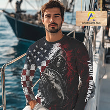 Load image into Gallery viewer, Grim Reaper Largemouth Bass Jersey – American Flag Patriotic Fisherman Long Sleeve Fishing Shirt