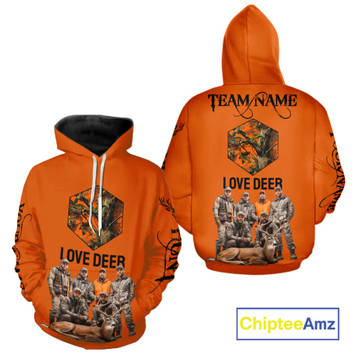 Deer Hunting Orange Hoodie, Long Sleeve Shirt Custom Name, Team Name Gilf For Hunter  NHT05