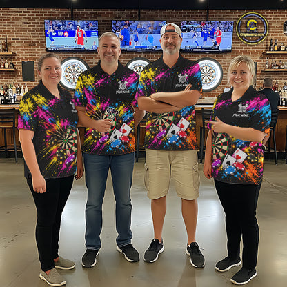 Dartboard Playing Cards Poker Chips Polo Shirt For Women Custom Colorful Darts Team Tournament Jersey NHT1664