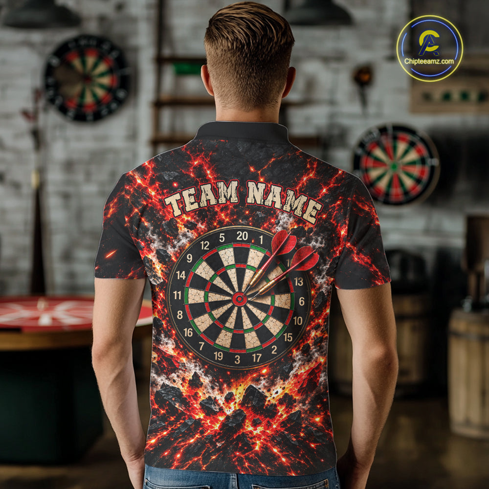 Flame Magma Darts And Poker Polo Shirt For Men Personalized Team Performance Jersey NHT1665