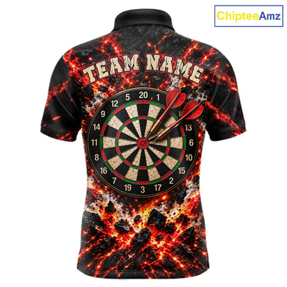 Flame Magma Darts And Poker Polo Shirt For Men Personalized Team Performance Jersey NHT1665