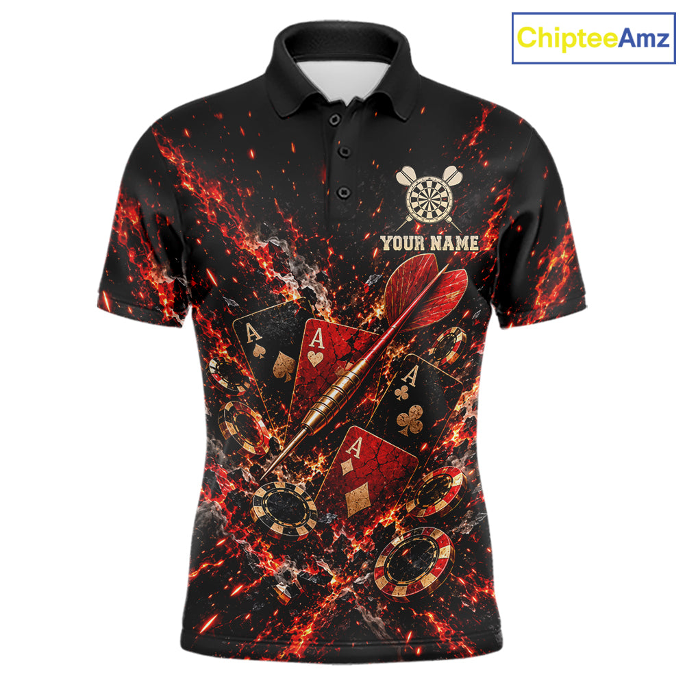 Flame Magma Darts And Poker Polo Shirt For Men Personalized Team Performance Jersey NHT1665