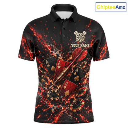 Flame Magma Darts And Poker Polo Shirt For Men Personalized Team Performance Jersey NHT1665
