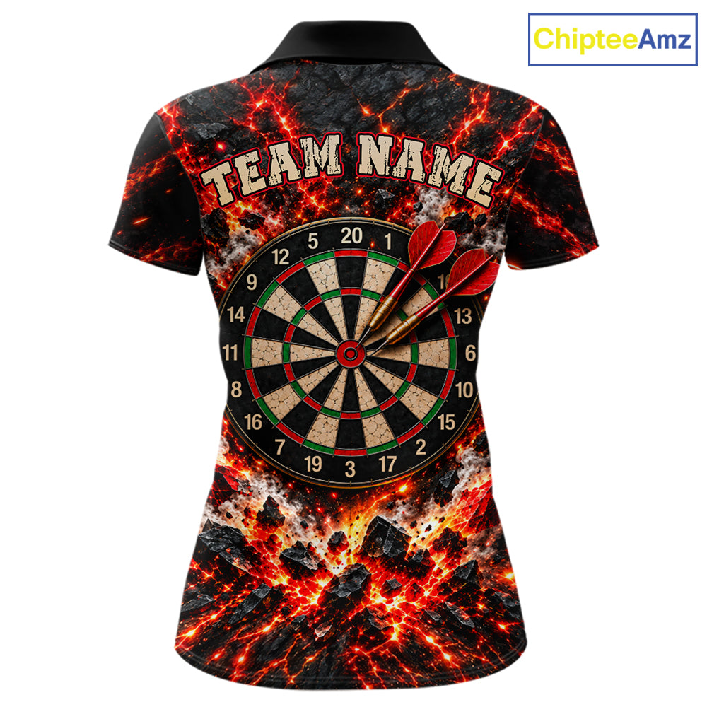 Flame Magma Darts And Poker Polo Shirt For Women Personalized Team Performance Jersey NHT1665