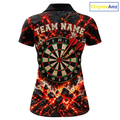 Flame Magma Darts And Poker Polo Shirt For Women Personalized Team Performance Jersey NHT1665