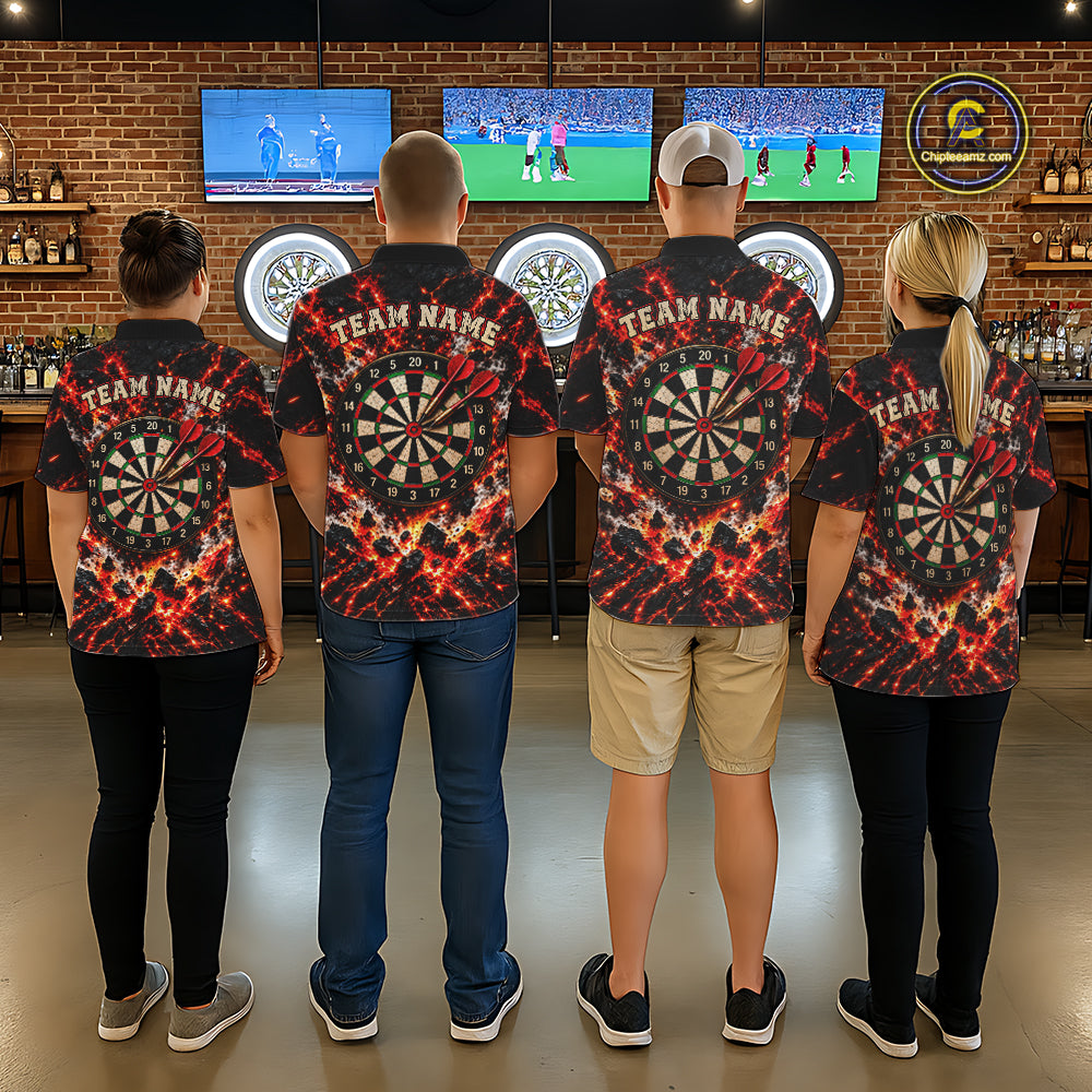 Flame Magma Darts And Poker Polo Shirt For Women Personalized Team Performance Jersey NHT1665