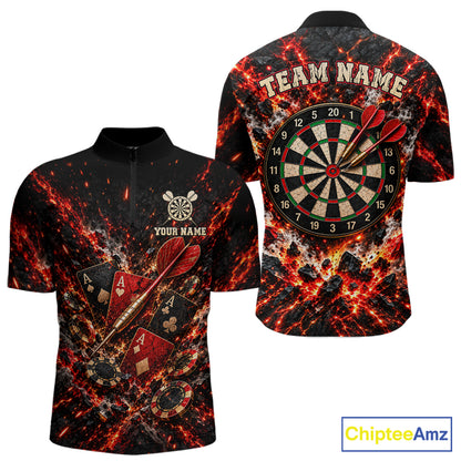 Flame Magma Darts And Poker Polo Shirt For Men Personalized Team Performance Jersey NHT1665
