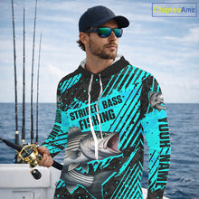 Load image into Gallery viewer, Personalized Striped Bass Performance Fishing Shirts Long Sleeve Hooded, Bass Fishing Jerseys NHT517