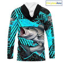 Load image into Gallery viewer, Personalized Striped Bass Performance Fishing Shirts Long Sleeve Hooded, Bass Fishing Jerseys NHT517