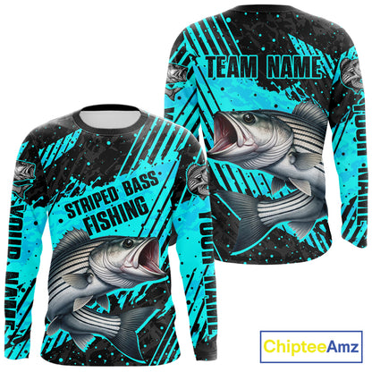 Personalized Striped Bass Performance Fishing Shirts Long Sleeve, Bass Fishing Jerseys NHT517