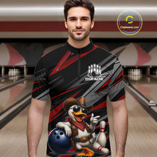 Load image into Gallery viewer, Personalized Team Jersey Men's Custom Cowboy Duck Bowling Polo &amp; 1/4 Zip Shirt |Red NHT1204