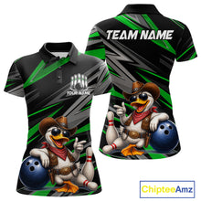 Load image into Gallery viewer, Women's personalized cowboy duck bowling jersey – green close-up