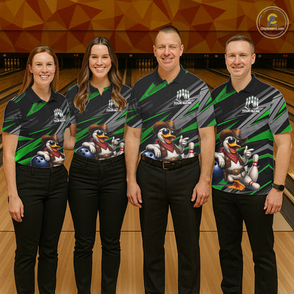 Personalized Team Jersey Women's Custom Cowboy Duck Bowling Polo & 1/4 Zip Shirt |Green NHT1205