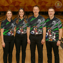 Load image into Gallery viewer, Personalized Team Jersey Women's Custom Cowboy Duck Bowling Polo &amp; 1/4 Zip Shirt |Green NHT1205