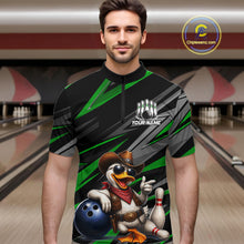 Load image into Gallery viewer, Personalized Team Jersey Men's Custom Cowboy Duck Bowling Polo &amp; 1/4 Zip Shirt |Green NHT1205