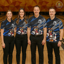 Load image into Gallery viewer, Personalized Team Jersey Men's Custom Cowboy Duck Bowling Polo &amp; 1/4 Zip Shirt |Blue NHT1206
