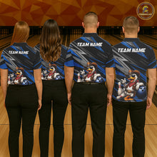 Load image into Gallery viewer, Personalized Team Jersey Men's Custom Cowboy Duck Bowling Polo &amp; 1/4 Zip Shirt |Blue NHT1206