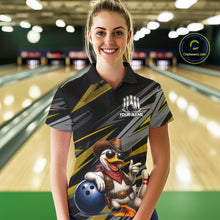 Load image into Gallery viewer, Personalized Team Jersey Women's Custom Cowboy Duck Bowling Polo &amp; 1/4 Zip Shirt |Yellow NHT1207