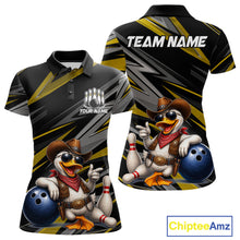 Load image into Gallery viewer, Women's personalized cowboy duck bowling jersey – yellow close-up