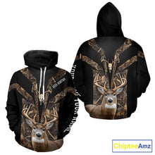 Load image into Gallery viewer, Brown Camo 3D Deer Hunting Hoodie For Men – Whitetail Buck Skull Design NHT335