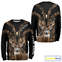 Load image into Gallery viewer, Brown Camo 3D Deer Hunting Hoodie For Men – Whitetail Buck Skull Design NHT335
