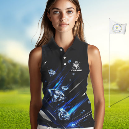 Funny Sleeveless Womens Diamond Golf Polo Shirt –  Performance Golf Shirt,  Golf Top NHT878