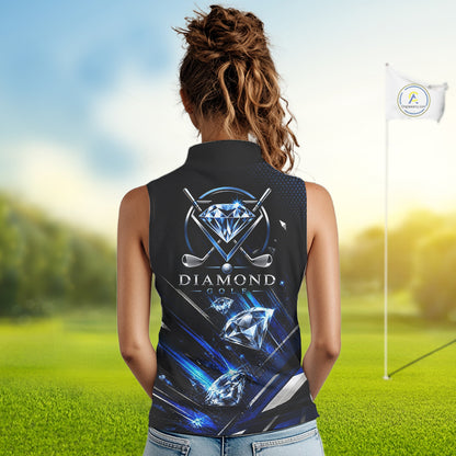 Funny Sleeveless Womens Diamond Golf Polo Shirt –  Performance Golf Shirt,  Golf Top NHT878