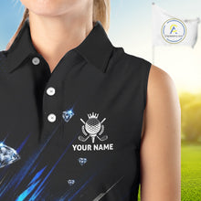 Load image into Gallery viewer, Funny Sleeveless Womens Diamond Golf Polo Shirt –  Performance Golf Shirt,  Golf Top NHT878