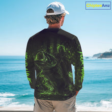 Load image into Gallery viewer, Grim Reaper Bass Fishing Jersey, Largemouth Bass Long Sleeve Performance Fishing Shirt|Green NHT1211