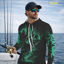 Load image into Gallery viewer, Grim Reaper Bass Fishing Jersey, Largemouth Bass Long Sleeve Hooded Performance Fishing Shirt|Turquoise NHT1213