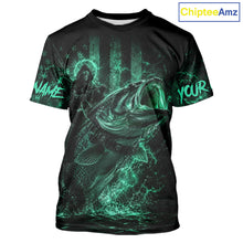 Load image into Gallery viewer, Turquoise Grim Reaper Bass Fishing Jersey with largemouth bass graphic and short sleeve performance fit.