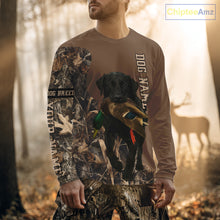Load image into Gallery viewer, Custom Photo of Brown Hunting Dog and Your Name Shirt for Duck Hunters  NHT337