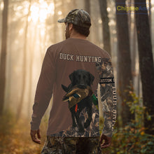 Load image into Gallery viewer, Custom Photo of Brown Hunting Dog and Your Name Shirt for Duck Hunters  NHT337